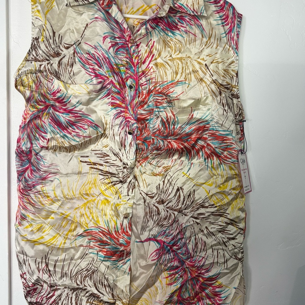 Tropical Sleeveless Button-Up Shirt - Picture 1 of 4
